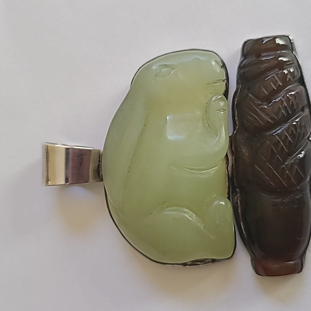 Vintage Rebecca Collins Carved Rabbit Signed Sterling Pendant